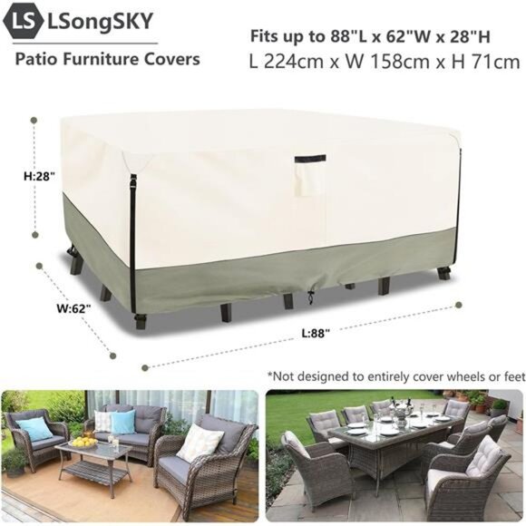 Outdoor Furniture Covers Waterproof,600D Heavy Duty Patio Cover for 5 PCS Sets - Picture 3 of 8